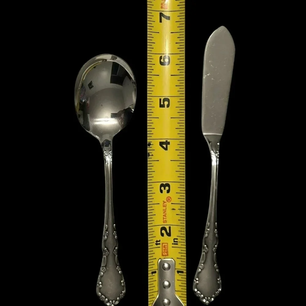 VTG Oneida Mansion Hall 6 Pc Serving Set Gravy Ladle Spoons Sugar Knife Floral